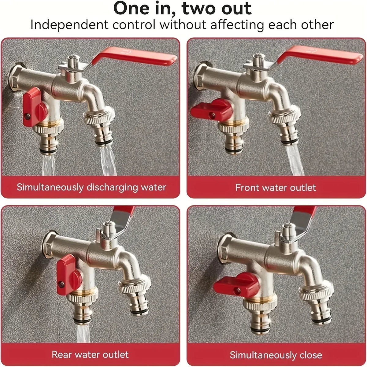 Dual Socket Garden Faucet Universal Threaded Metal Tap Garden Hose Faucet Qme