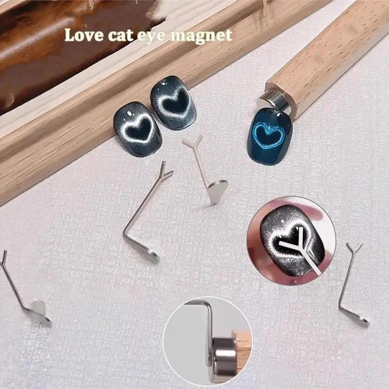 Y-Shape Nail Magnet Tool – Cat Eye Heart & Ingot Patterns Nail Art Magnet Tool Qme