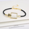 Leopard Head Zirconia Braided Leather Rope Charm Bracelet Charm Bracelet Qme 1