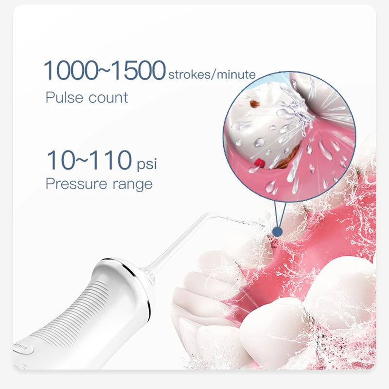 Portable Water Flosser Oral Irrigator – IPX7, 5 Heads, 6 Modes Oral Irrigator Qst