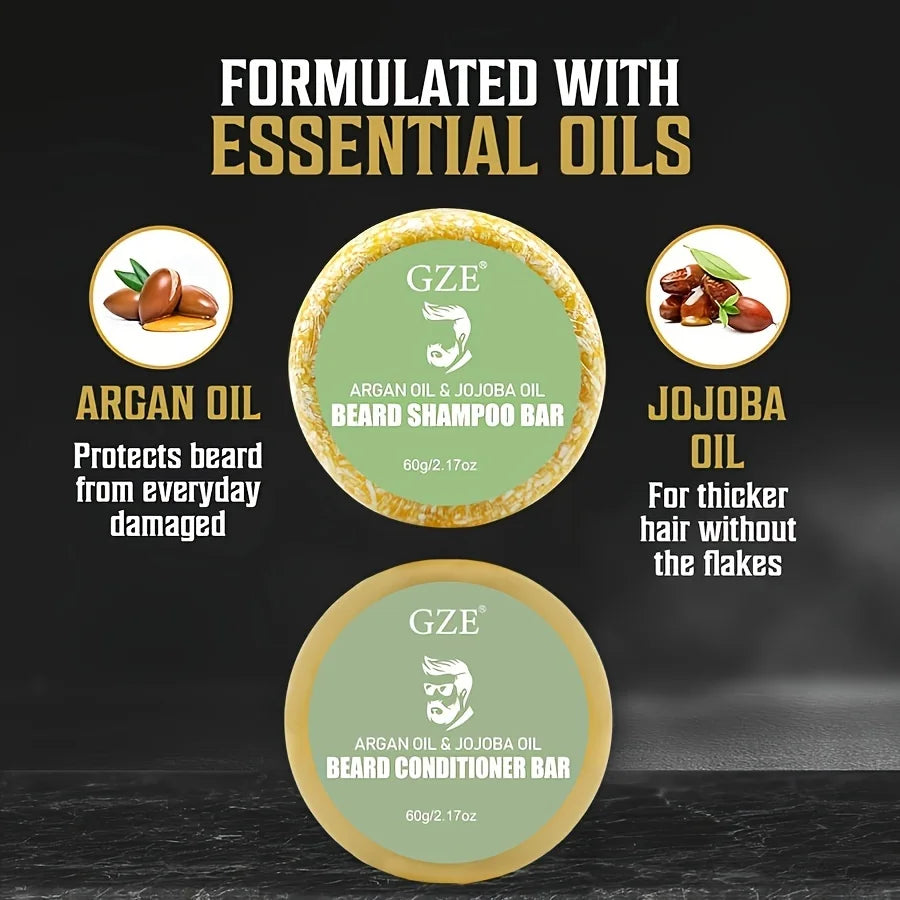 GZE Beard Wash & Conditioner Soap – Argan & Jojoba Oils Beard Wash Soap Qme