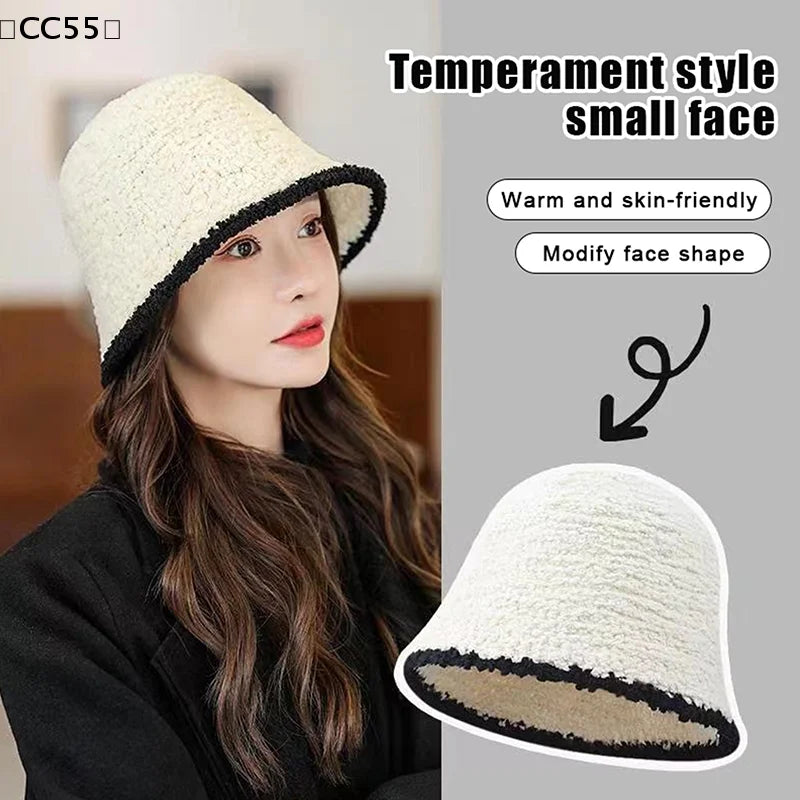 Women's Colorblock Knit Bucket Hat – Fleece Lined Winter Beanie Winter Bucket Hat Qst