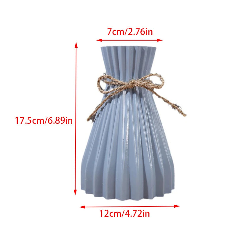 Origami Striped Narrow Waist Tabletop Vase – Imitation Ceramic Decorative Vase Qst