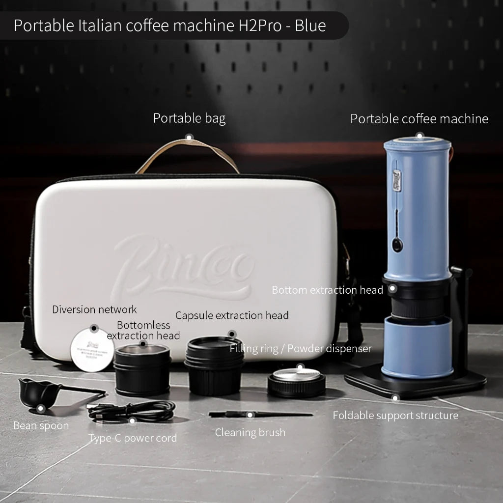 BINCOO H2Pro 3-in-1 Portable Capsule Espresso Coffee Machine Portable Espresso Machine Qst Blue