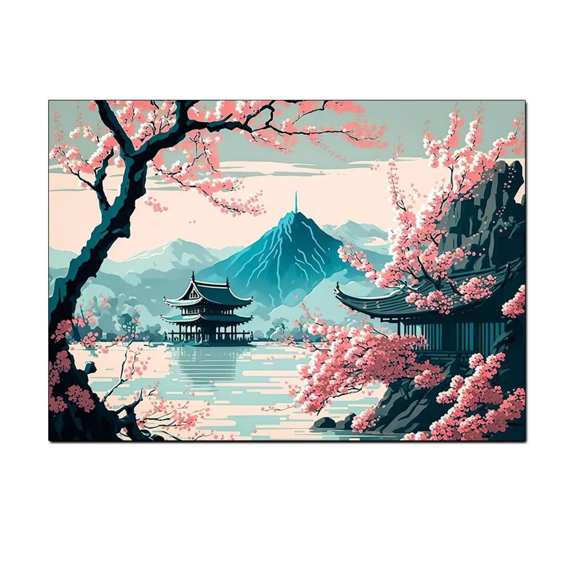 Japanese Landscape Canvas Wall Art Print – Frameless Poster Canvas Wall Art Qst D 40X60cm No Framed