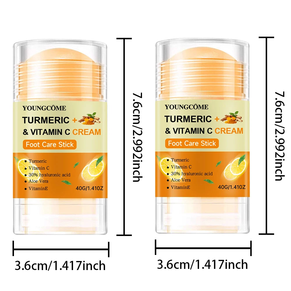 Turmeric & Vitamin C Foot Cream Stick – Moisturizing Foot Care Foot Cream Stick Qst 40-2pcs