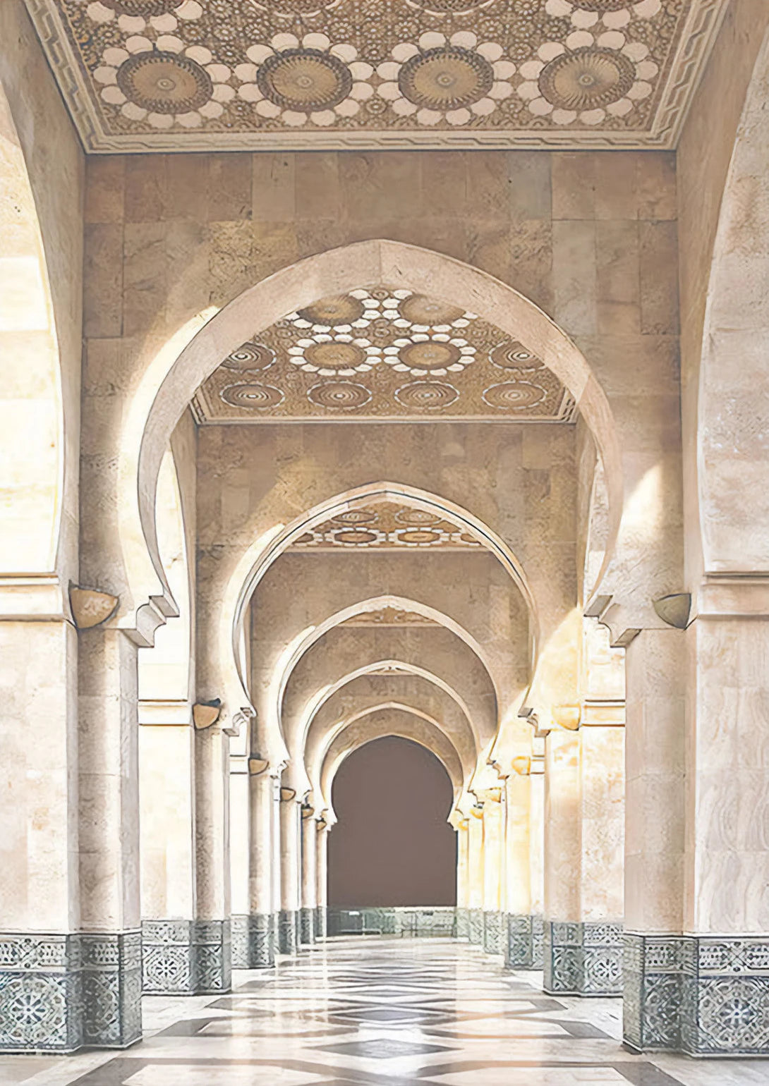 Morocco Mosque Canvas Wall Art – Beige Minimalist Poster Canvas Wall Art Qst 1 50x70cm Unframed