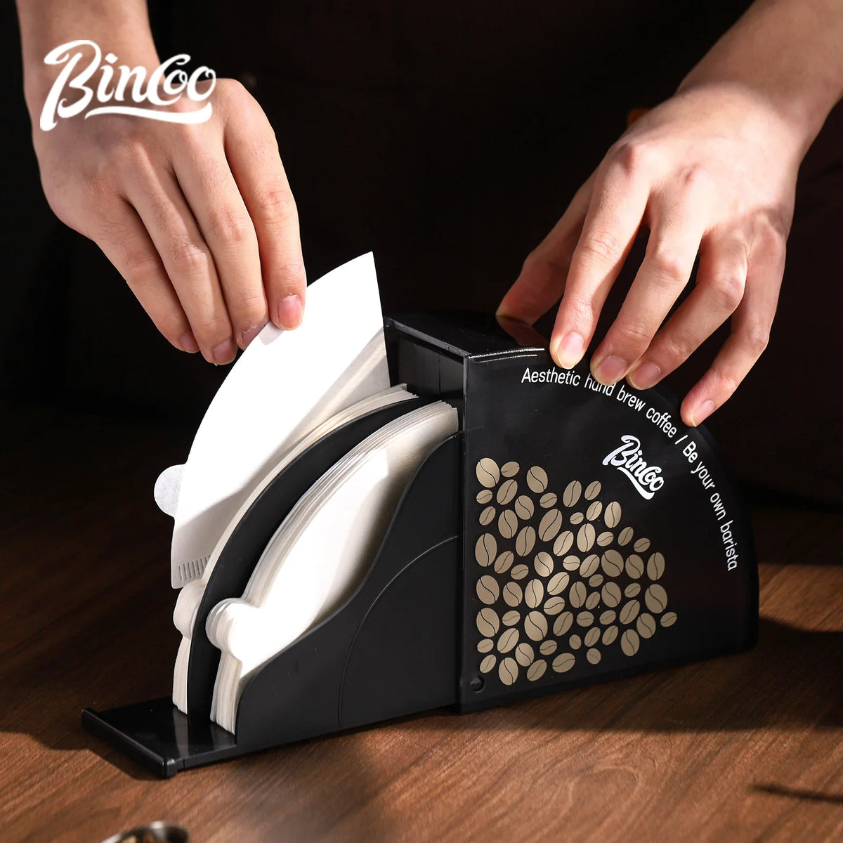 Bincoo Fan-Shaped Coffee Filter Paper Storage Box – Dustproof Coffee Filter Storage Box Qst