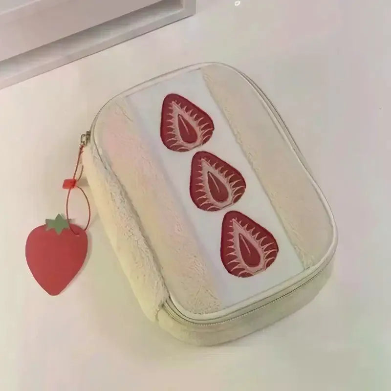 Embroidered Strawberry Pencil Case – Cute Stationery Pouch Pencil Case Pouch Qme