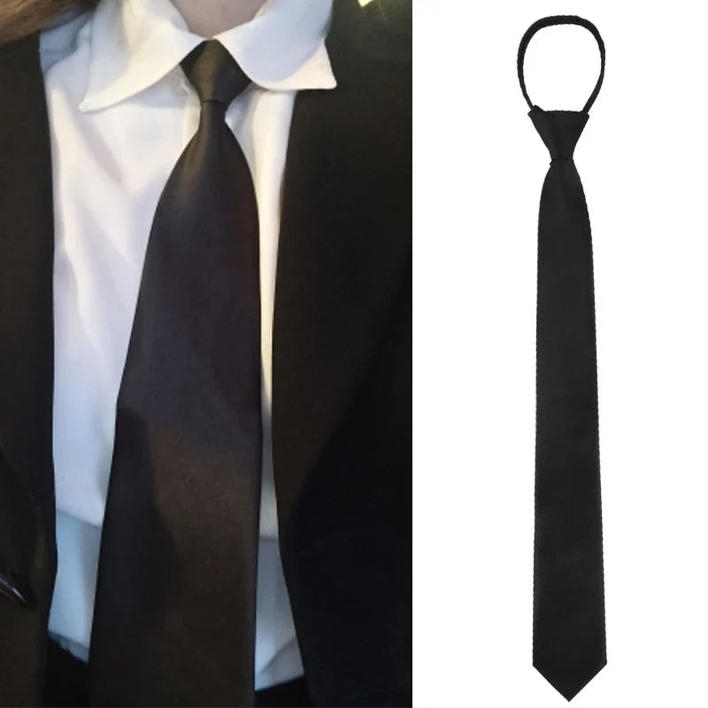 Unisex Zipper Slim Necktie – Retro Silky Narrow Tie | 4 Colors Zipper Slim Necktie Qme