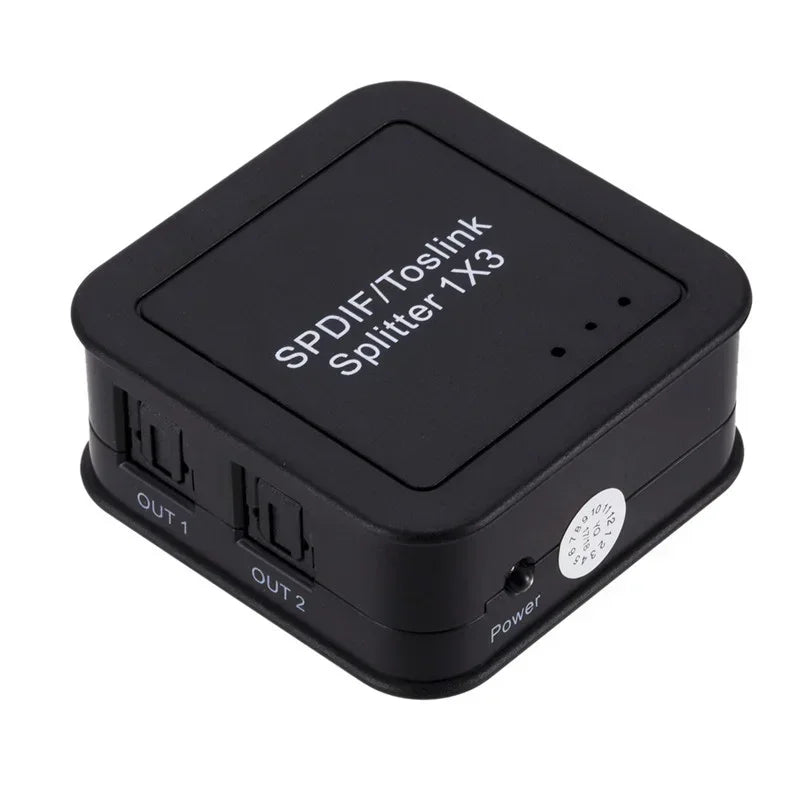 3-Way Digital Optical Audio Splitter SPDIF TOSLINK Hub Optical Audio Splitter Qme