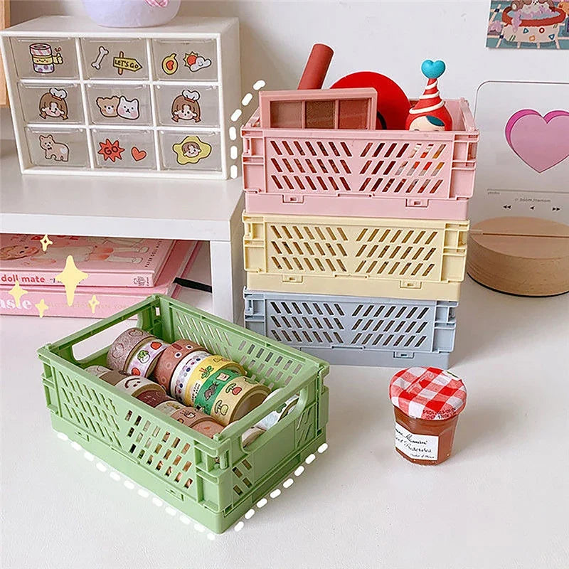 Collapsible Desk Storage Box & Desktop Organizer Crate Collapsible Storage Crate Qme