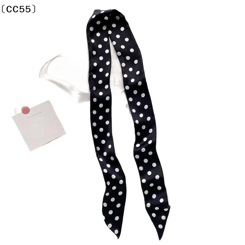 Women's Polka Dot Narrow Long Scarf – Ribbon, Headband & Bag Tie Narrow Long Scarf Qst