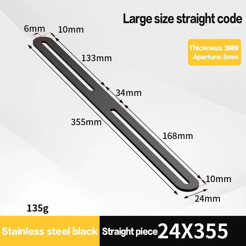 Stainless Steel 180° Flat Straight Bracket – Black & Silver Flat Angle Bracket Qme A7
