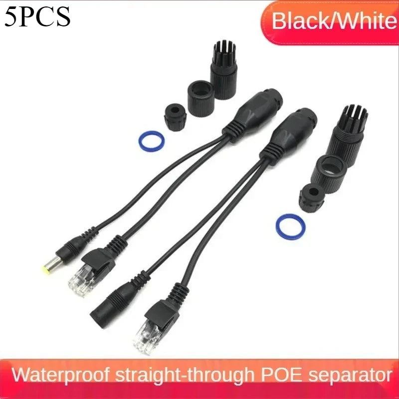 5-Pair Passive POE Splitter Injector Cable Adapter 5V 12V 24V 48V POE Splitter Adapter Qme 5pair Blackpoe cable