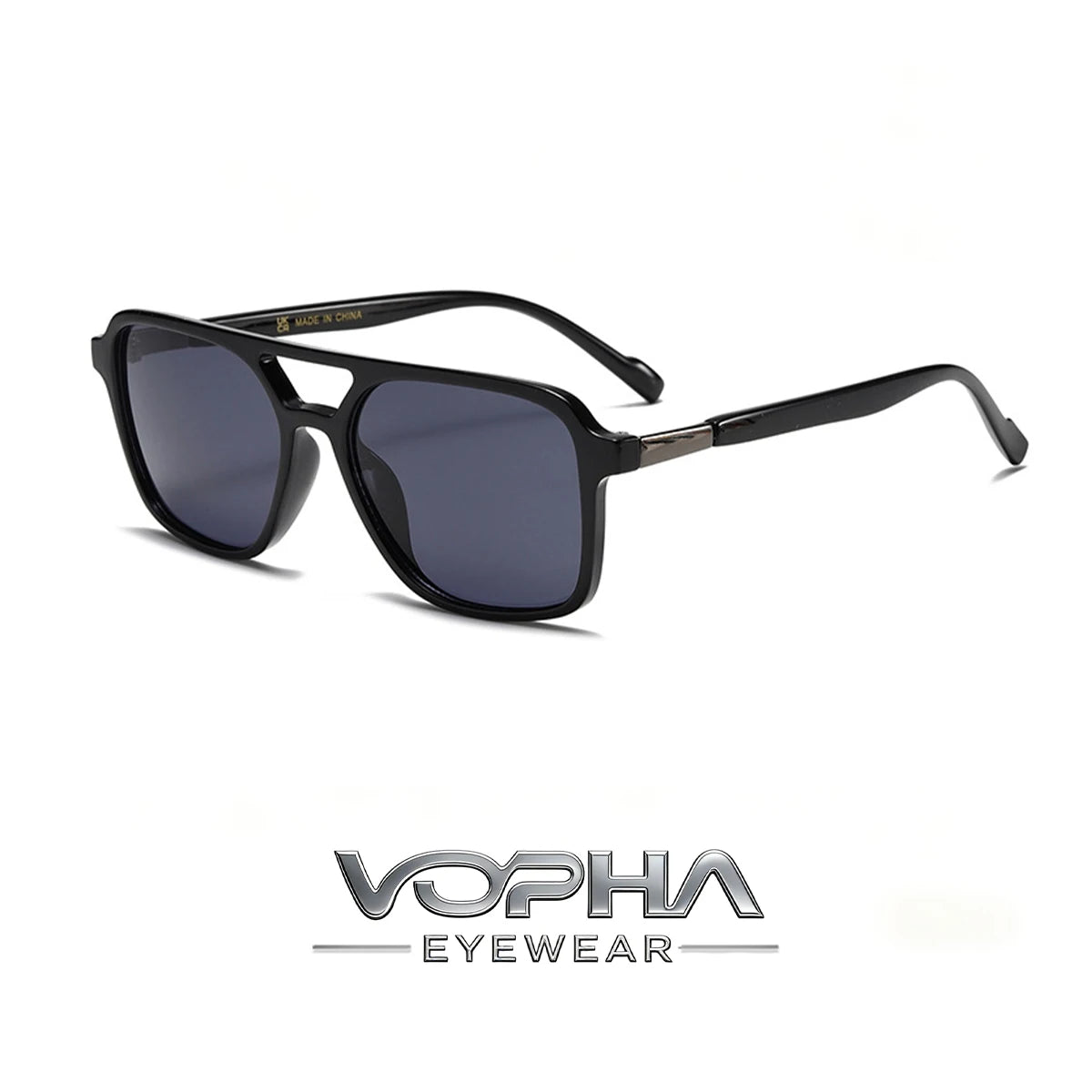 VOPHA S22 Retro Square Aviator Sunglasses UV400 Men Women Aviator Sunglasses Qst Black gray