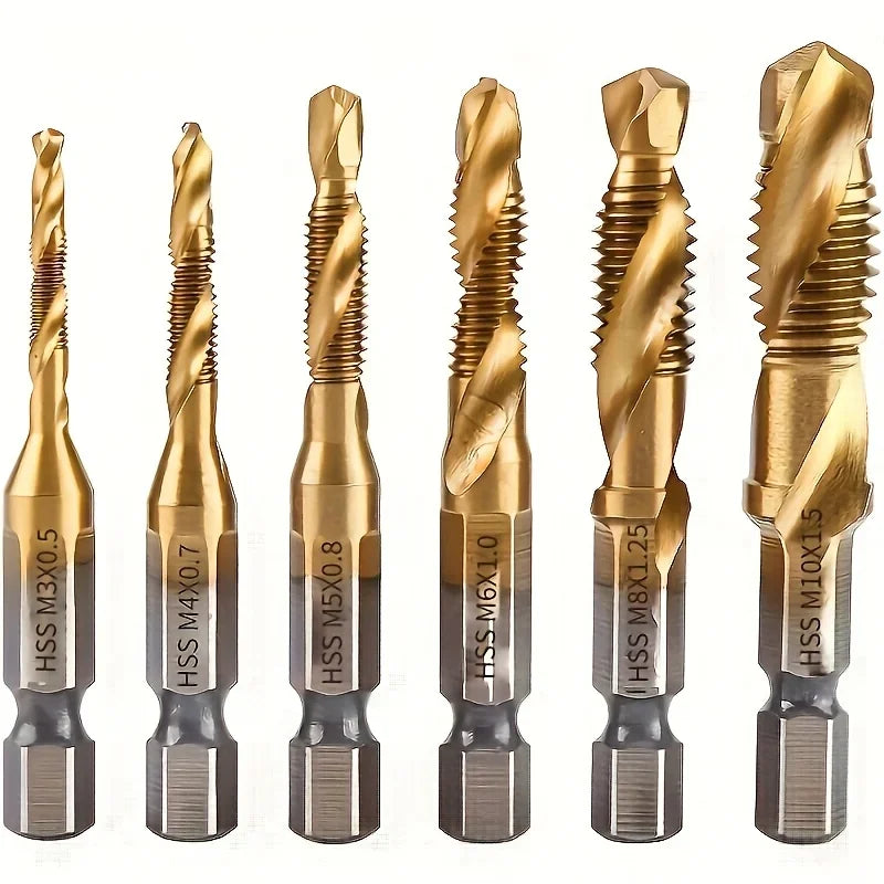 Titanium Coated HSS Drill Bit Set Metric Thread M3-M10 Countersink HSS Drill Bit Set Qme