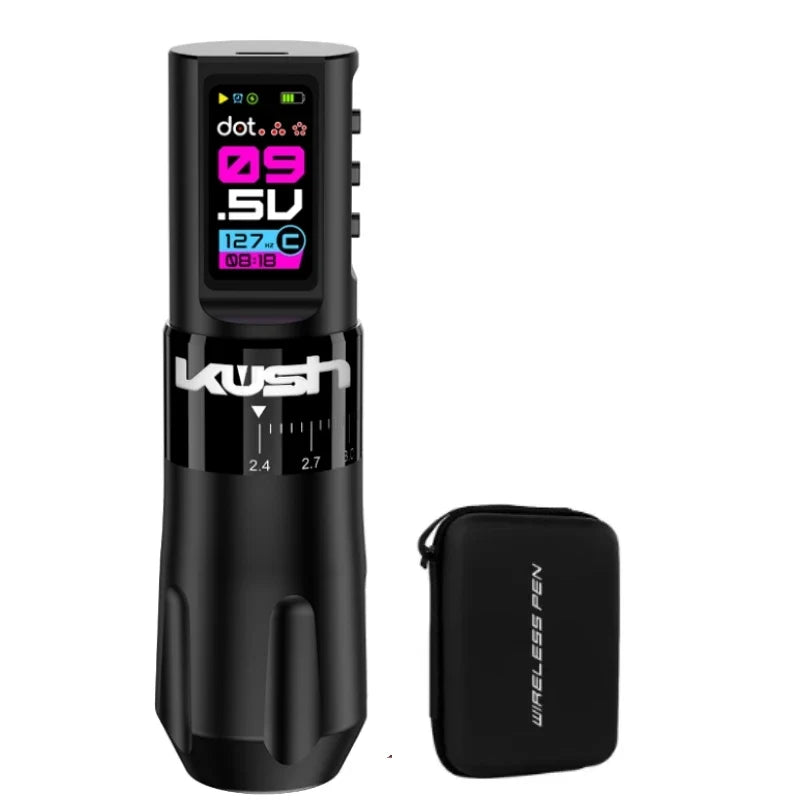 YRYTAT KUSH Wireless Tattoo Pen Machine | 7 Stroke 1800mAh Wireless Tattoo Machine Qme Black Pen