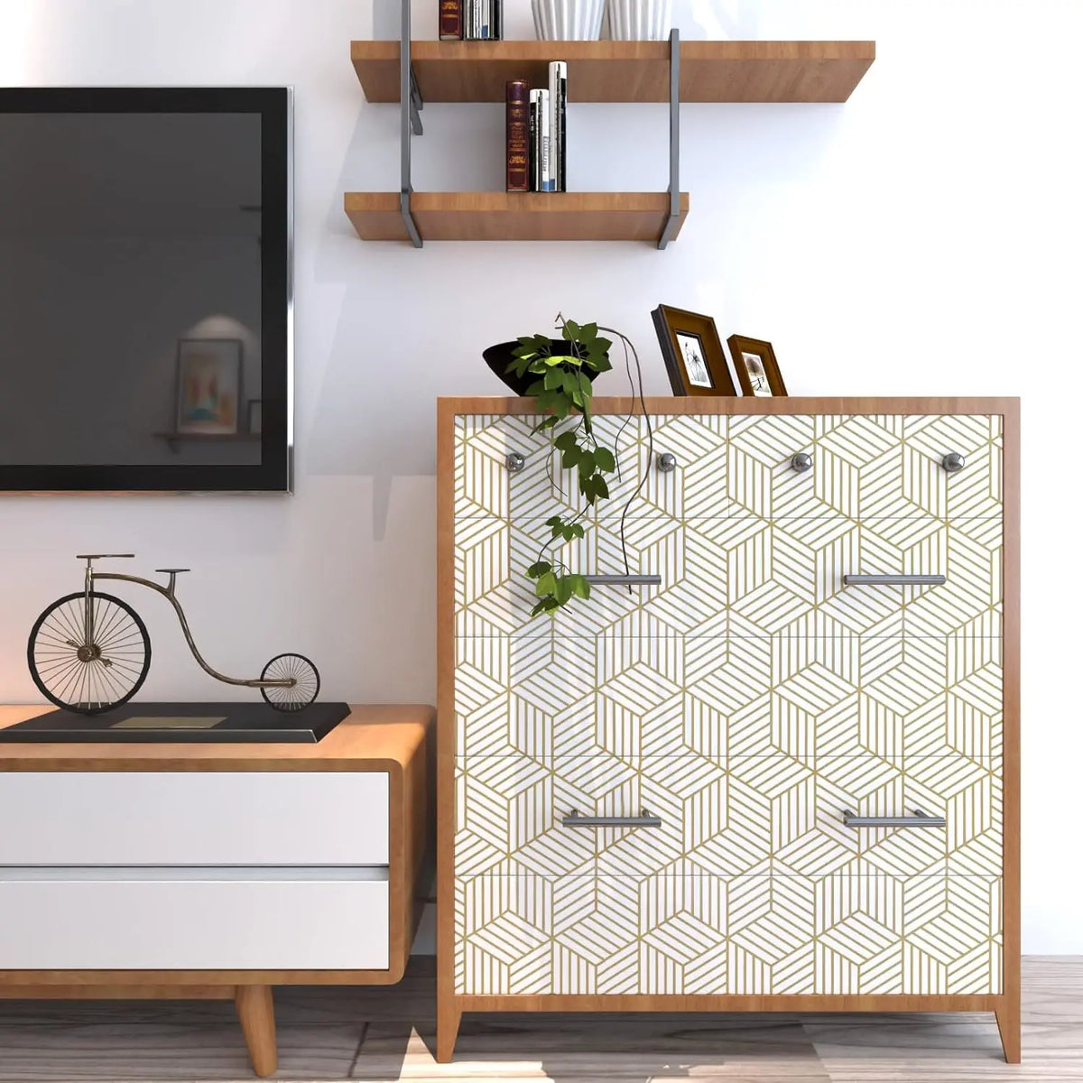 Geometric Hexagon Peel & Stick Wallpaper – Removable Vinyl Peel & Stick Wallpaper Qme