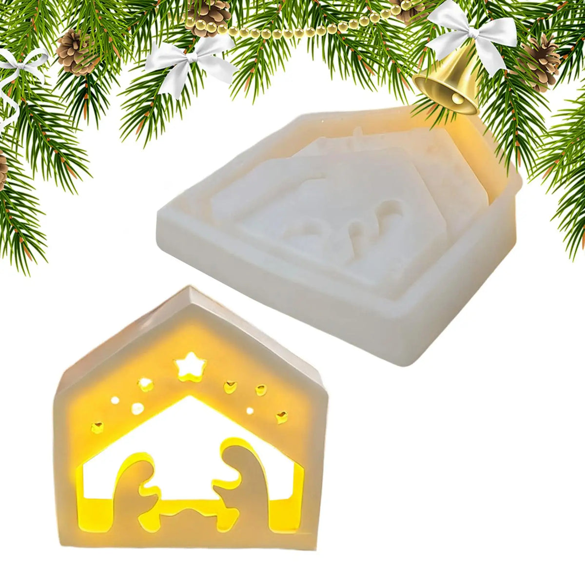 Nativity Scene Silicone Mold – Tealight, Resin & Candle Template Silicone Craft Mold Qme