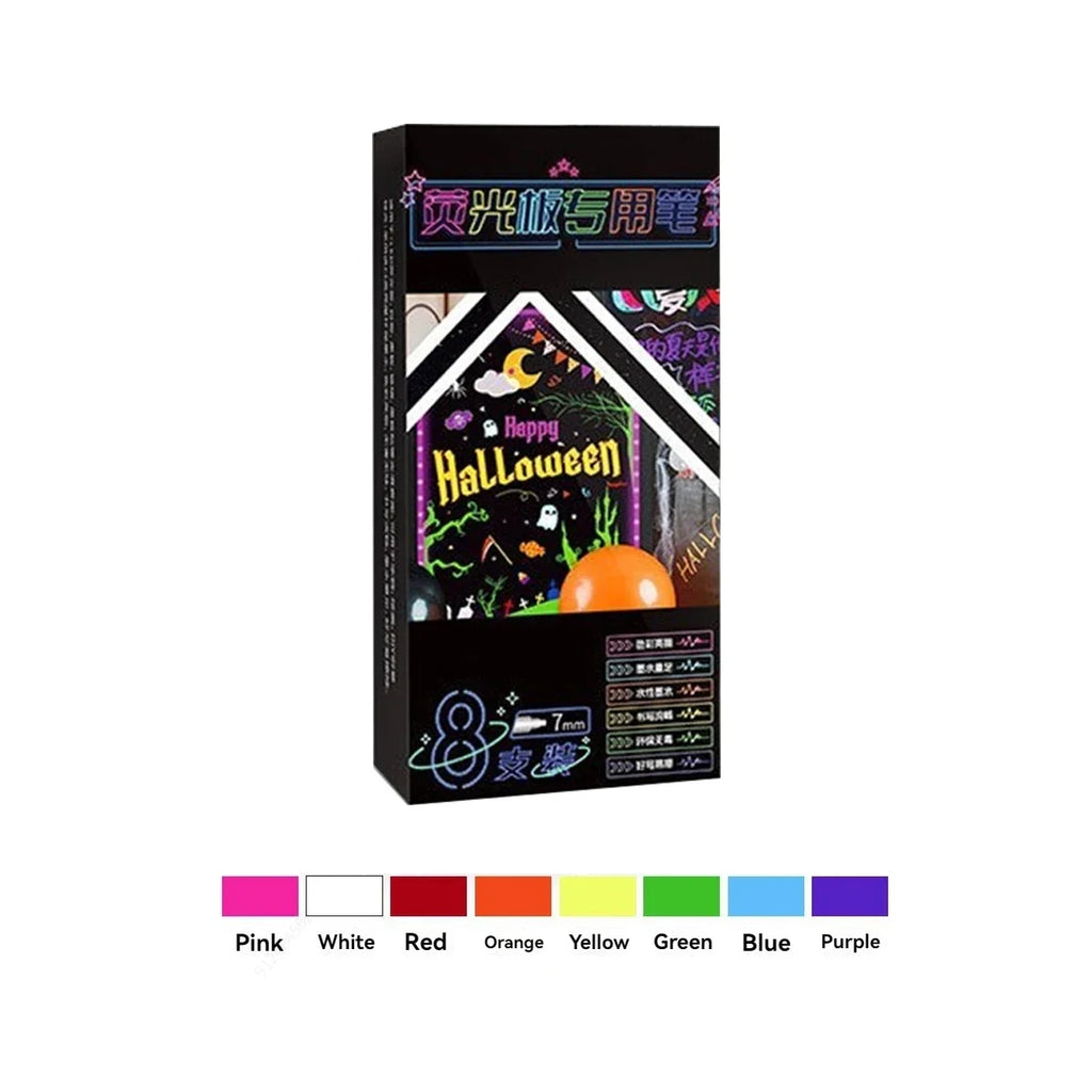 LED Erasable Fluorescent Chalk Marker Pens – 8-Pack Set Chalk Marker Pens Qme color 7mm