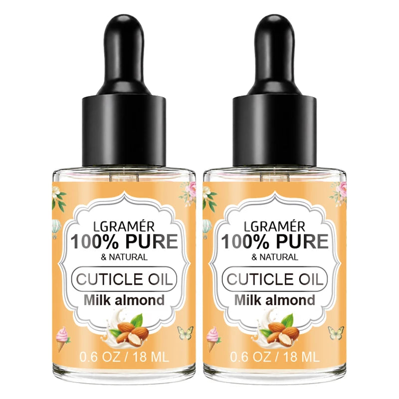 LGRAMER 18ml Cuticle Oil Nail Treatment – 6 Scents Cuticle Oil Qst Milk almond-2pcs