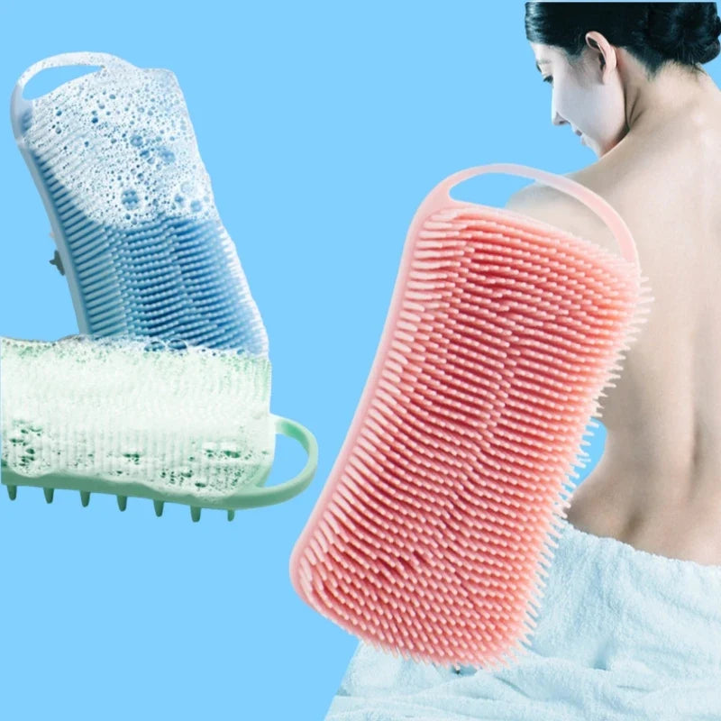 Double-Sided Silicone Shower Brush – Exfoliating Body Scrubber Silicone Body Brush Qme
