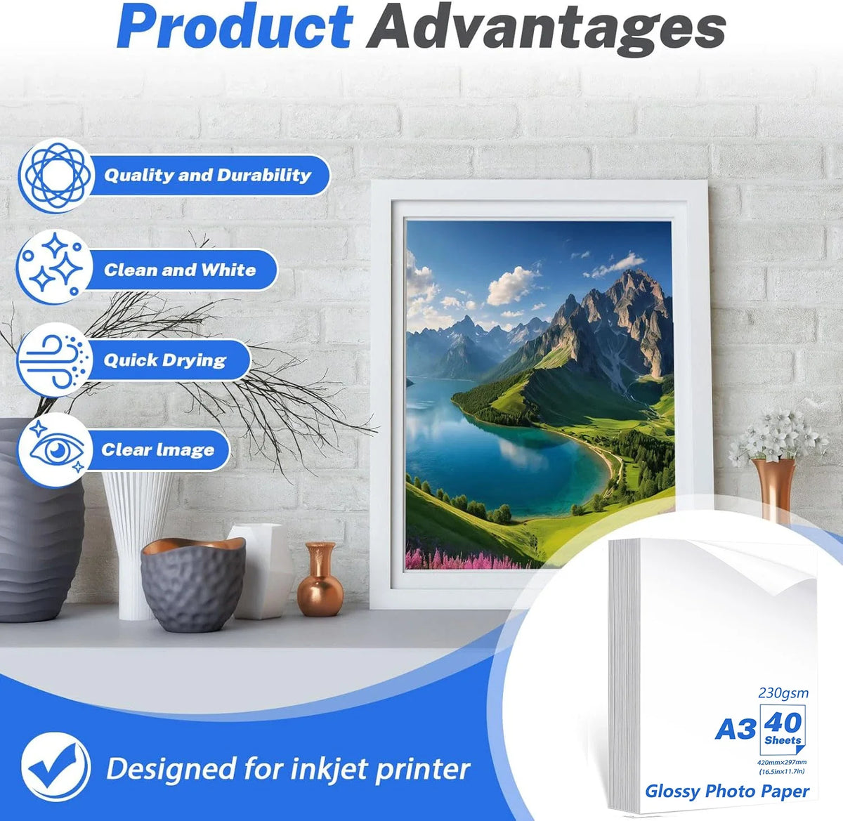 A3 Waterproof Glossy Inkjet Photo Paper | Embossed Bead Surface Inkjet Photo Paper Qme
