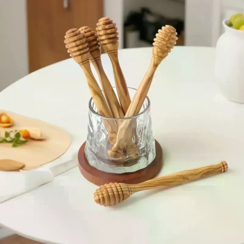 Handmade Olive Wood Honey Dipper Stirrer Spoon – 10 & 15 cm Honey Dipper Qme