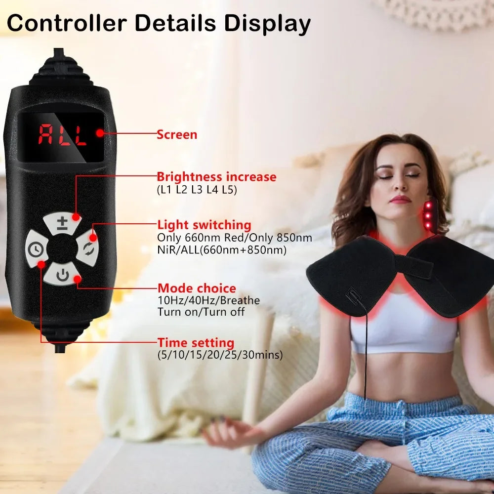 Wearable Red Light Therapy Pad 660nm 850nm – Shoulder & Neck Light Therapy Wrap Qst