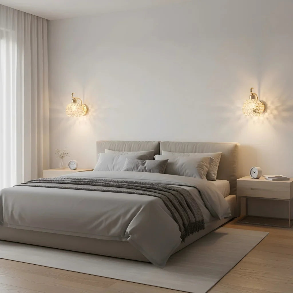 Crystal LED Wall Lamp – Modern Minimalist Bedroom Light LED Wall Sconce Qme