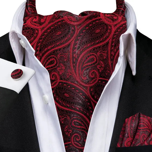 Men's Paisley Cravat Ascot Set with Cufflinks & Handkerchief Cravat Ascot Set Qme LDAS1150