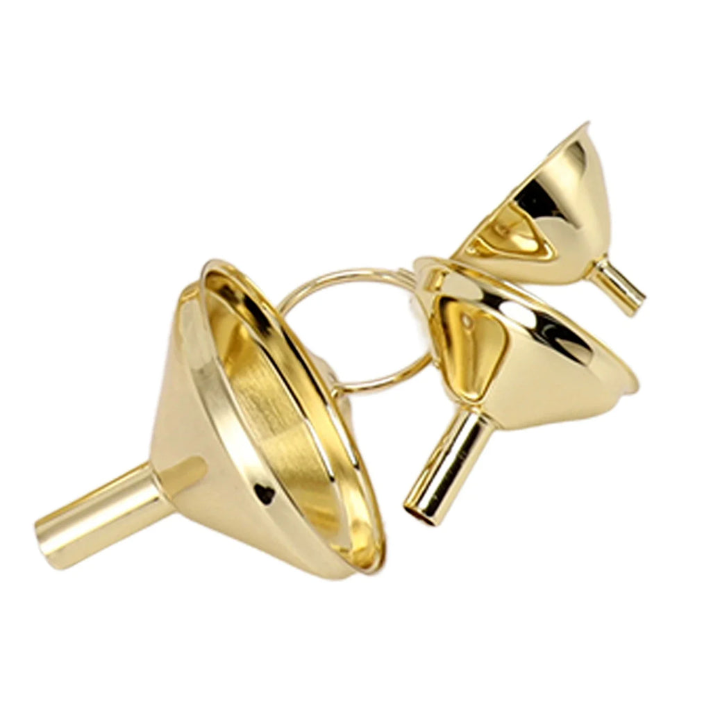 Gold Stainless Steel Funnel Set – 3-Piece Wide Mouth Kitchen Kitchen Funnel Set Qme Default Title