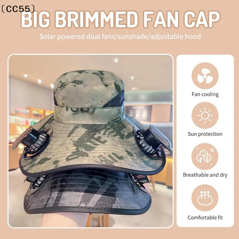 Solar Fan Bucket Hat UPF 50+ Quick Dry Outdoor Sun Hat Solar Fan Sun Hat Qst