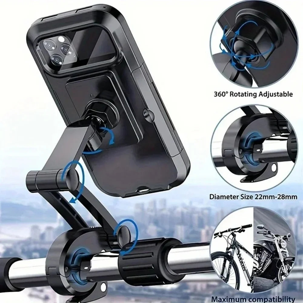 Waterproof Motorcycle Phone Holder 360° Rotating Magnetic Mount Motorcycle Phone Mount Qme