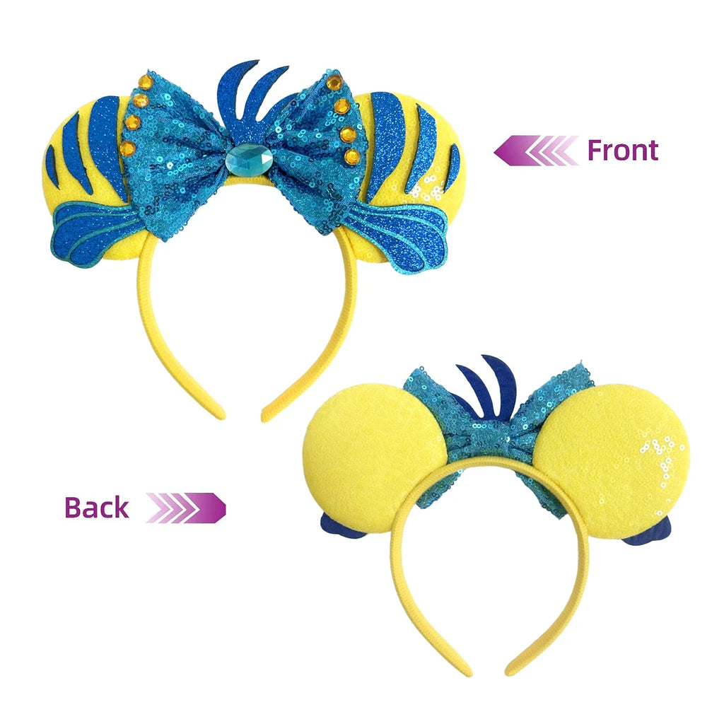 Mermaid Mickey Ear Headband Bow Sequin Cosplay Costume Costume Headband Qme