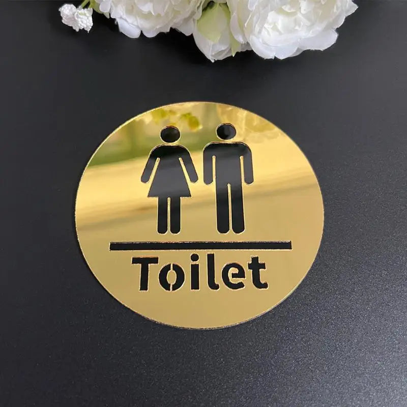 3D Acrylic Bathroom Sign Men Women – Self-Adhesive Wall Sticker Bathroom Door Sign Qme A