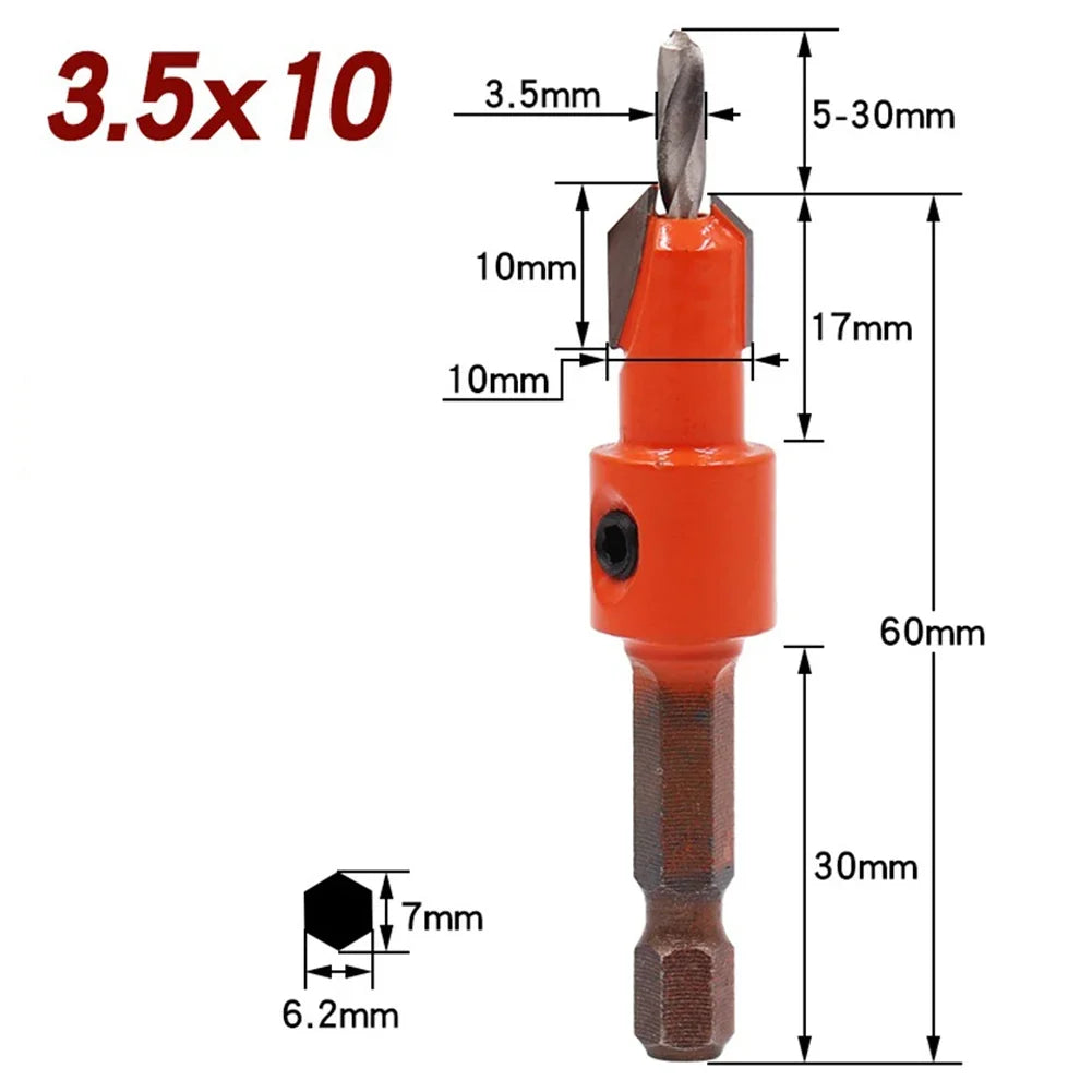1/4" Hex Shank Countersink Drill Bit Set for Woodworking Countersink Drill Bit Qme H