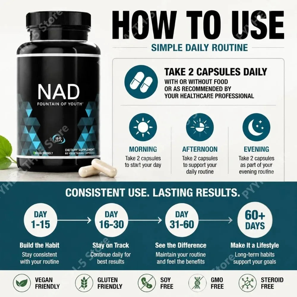 NAD+ Capsules with Niacin & Copper – Vegan, 60 Count Dietary Supplement Qst