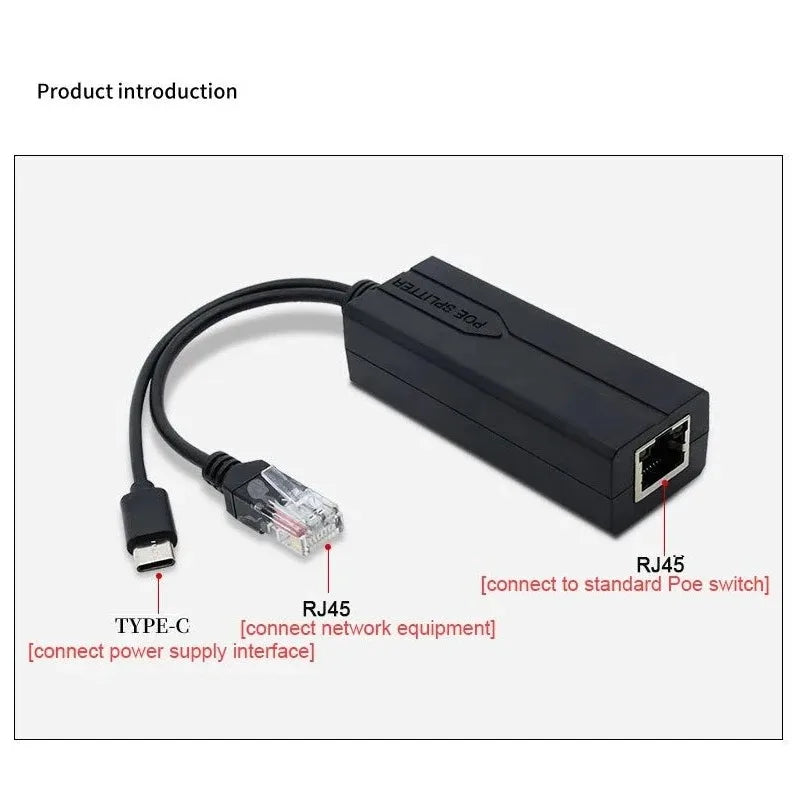 USB-C PoE Splitter 100Mbps 48V to 5V Power Module | Qme PoE Splitter Module Qme