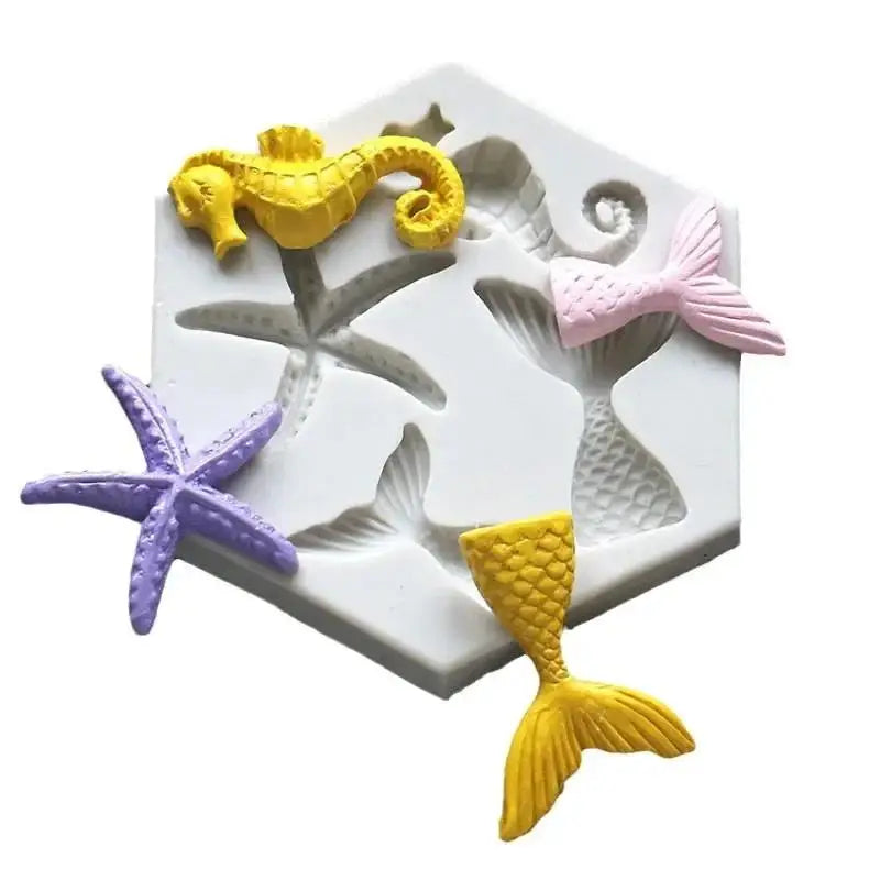 Silicone Mermaid Fish Tail Fondant Mold | Marine Life Baking Silicone Baking Mold Qme