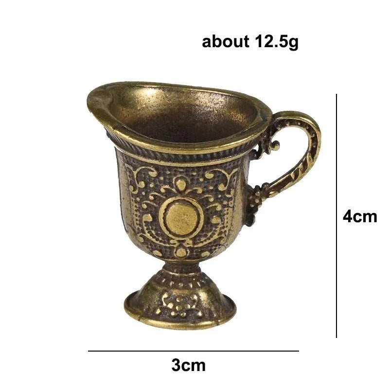 Antique Brass Buddha Mini Teacup Bucket Copper Charm Pendant Decorative Brass Charm Qme A