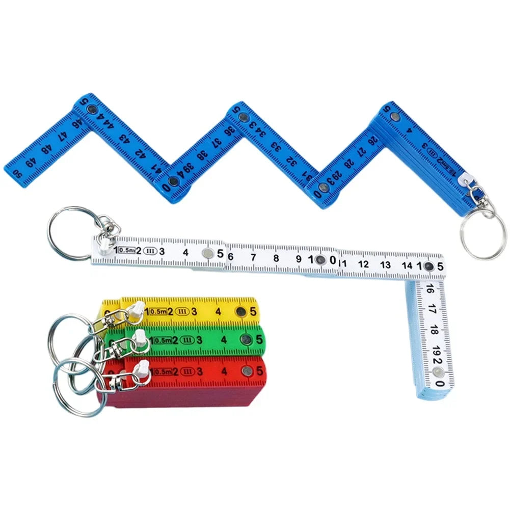 50cm Folding Ruler Keychain – Portable Plastic Precision Ruler Folding Ruler Keychain Qme
