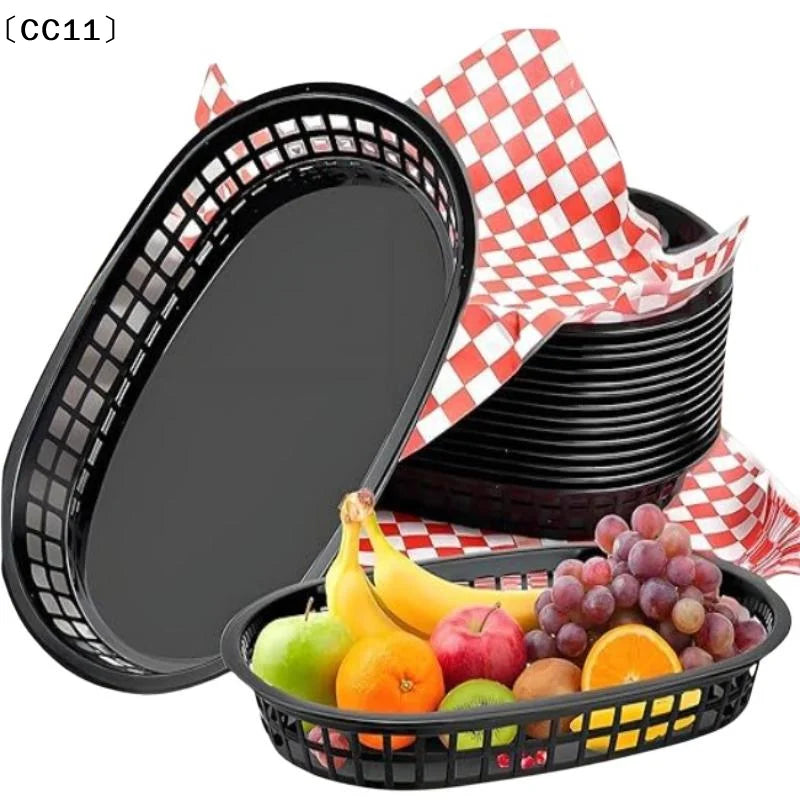 Plastic Food Serving Tray Basket – Burgers, Fries & Bread Food Serving Tray Qme
