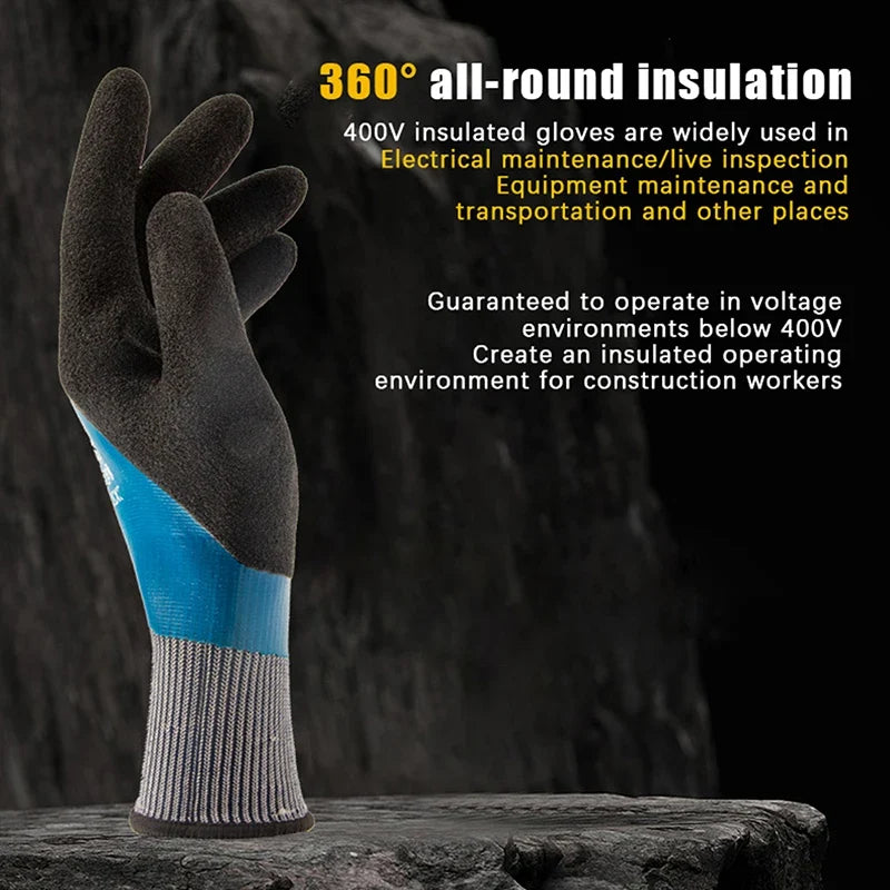 Rubber Insulated Electrical Gloves 400–1000V | Work Safety Insulated Work Gloves Qme