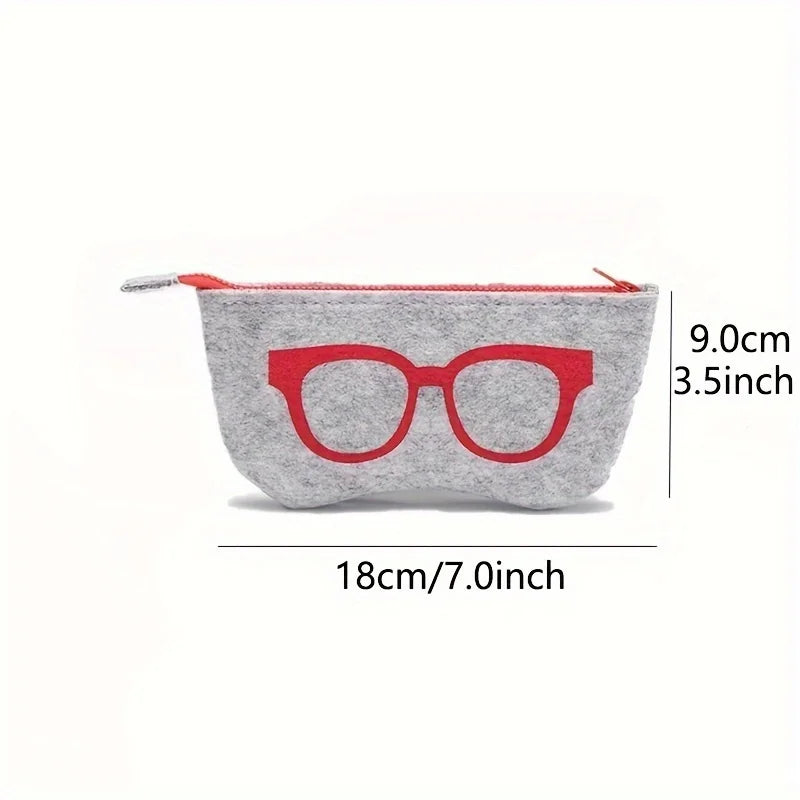 Soft Felt Eyeglasses Pouch | Zippered Sunglasses Storage Bag Eyeglasses Pouch Qme