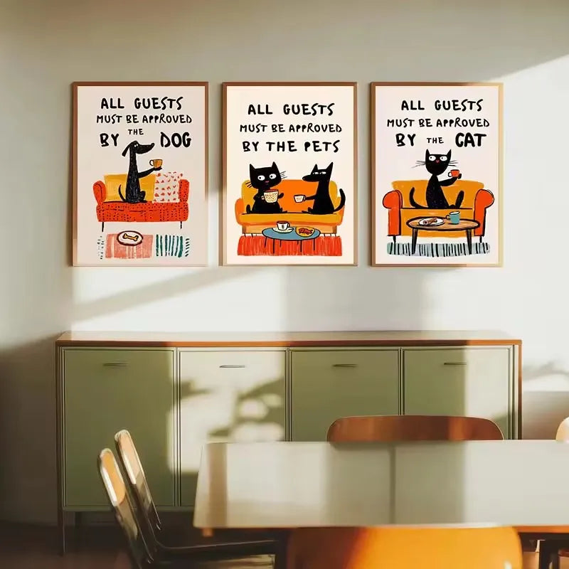 Funny Cat Approval Canvas Poster | Pet Lover Wall Art Canvas Wall Poster Qst