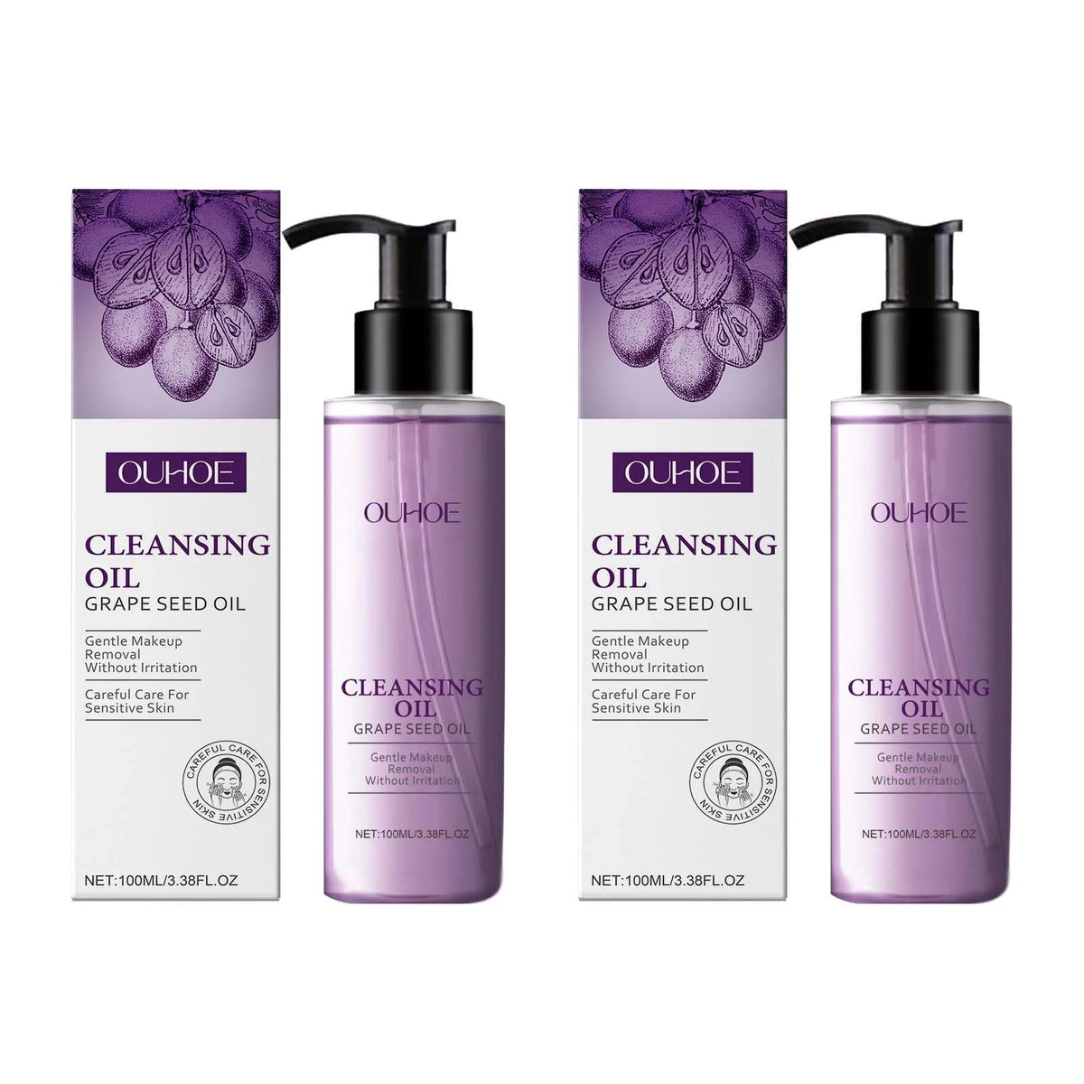 Qme Grape Seed Cleansing Oil – Makeup Remover Sensitive Skin Facial Cleansing Oil Qme 2 x 100ml Boxed