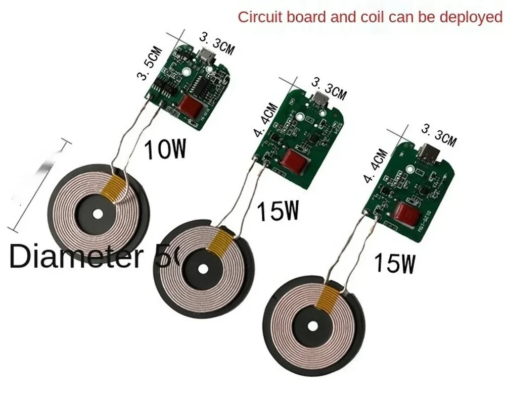 15W Qi Wireless Charger Module Transmitter Board Type-C 5V 12V Wireless Charger Module Qme