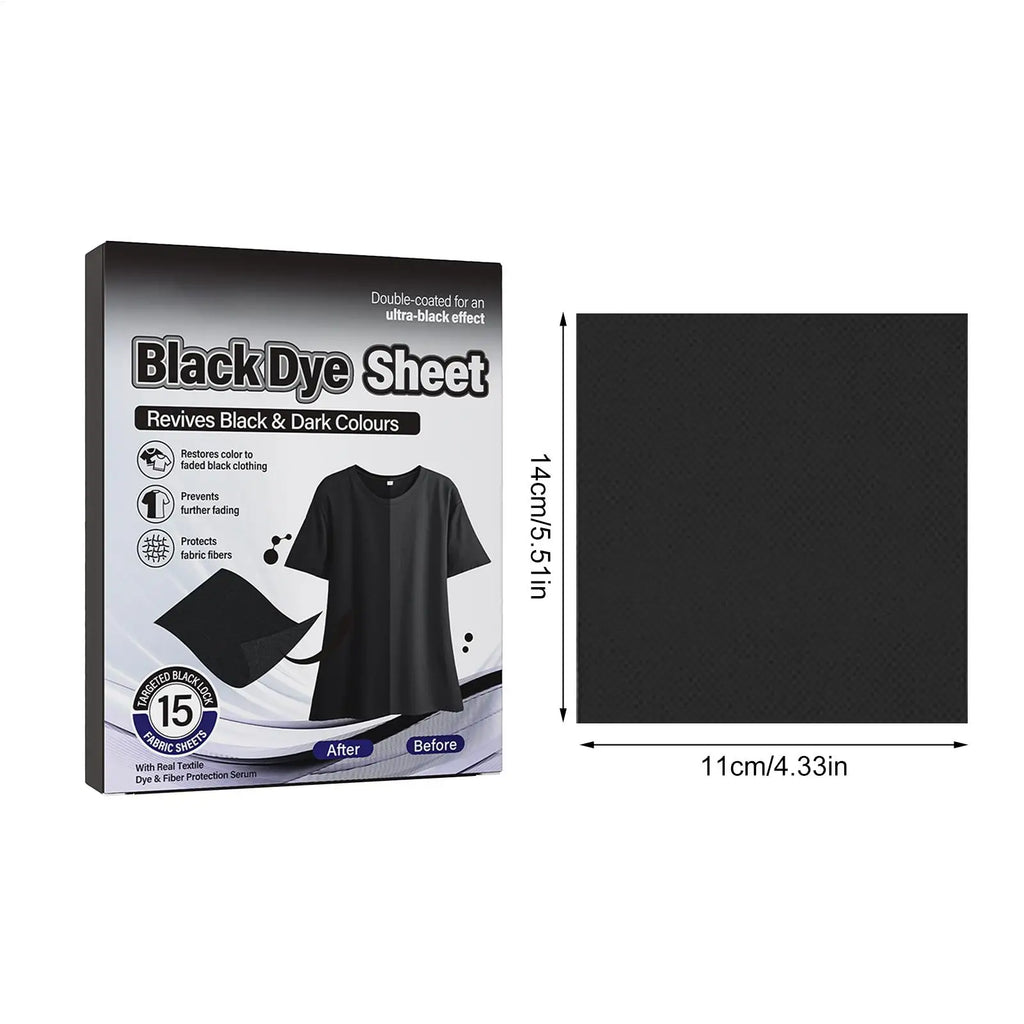 Black Clothes Dye Restorer Laundry Sheets – 15 Pack | Qme Fabric Dye Sheets Qme